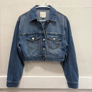 Tgla Denim Blue Cropped Jean Jacket Small